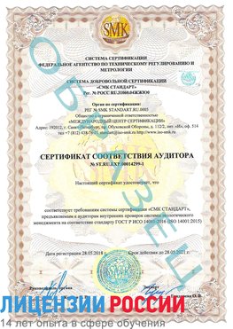 Образец сертификата соответствия аудитора №ST.RU.EXP.00014299-1 Тольятти Сертификат ISO 14001
